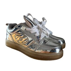 Heelys Shoes Kids Youth Sz 3 Premium 1 Lo Roller Skate Sneakers Silver Metallic